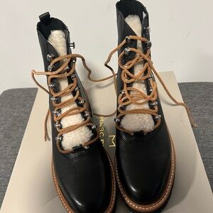 Marc Fisher black combat bootie